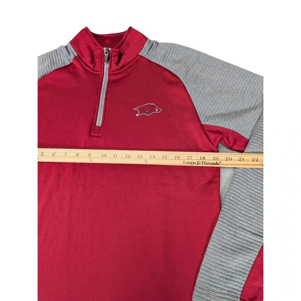 Rivalry Threads Arkansas Razorbacks Mens Small Quarter Zip Pullover Red Grey NWT
